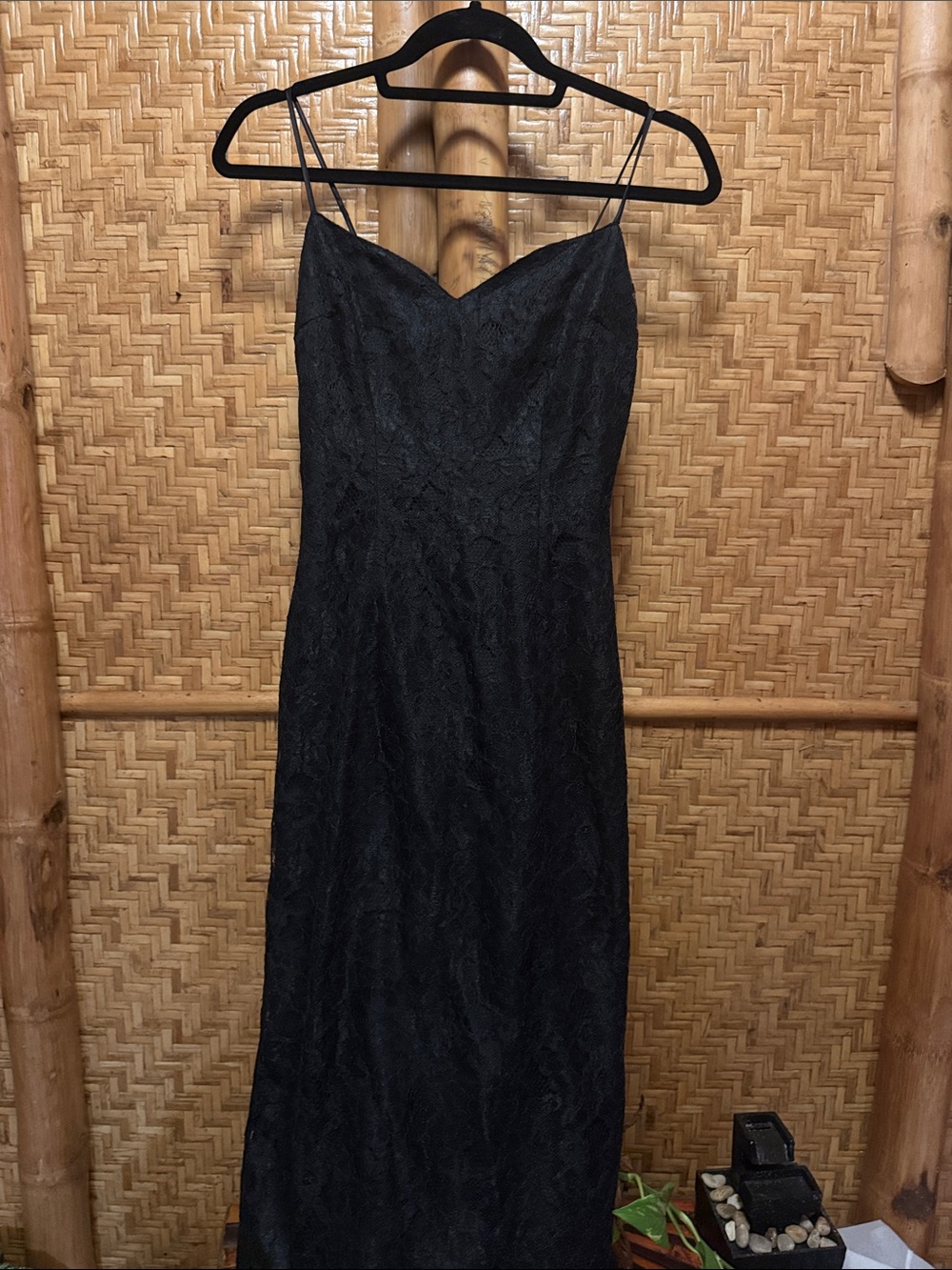 Vintage Paris Blues Black Lace Midi Slip Dress size 3